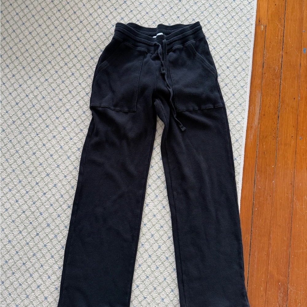 TNA navy waffle Drawstring Wide-Leg Pants